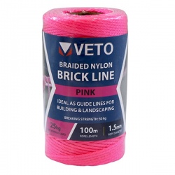 Veto Nylon Brick Line - Tube - Pink 1.5mm x 100m